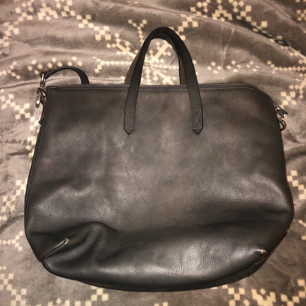Madewell zip-top transport carryall grey charcoal